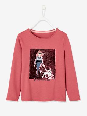 T-shirt with Sequinned Girly Motif