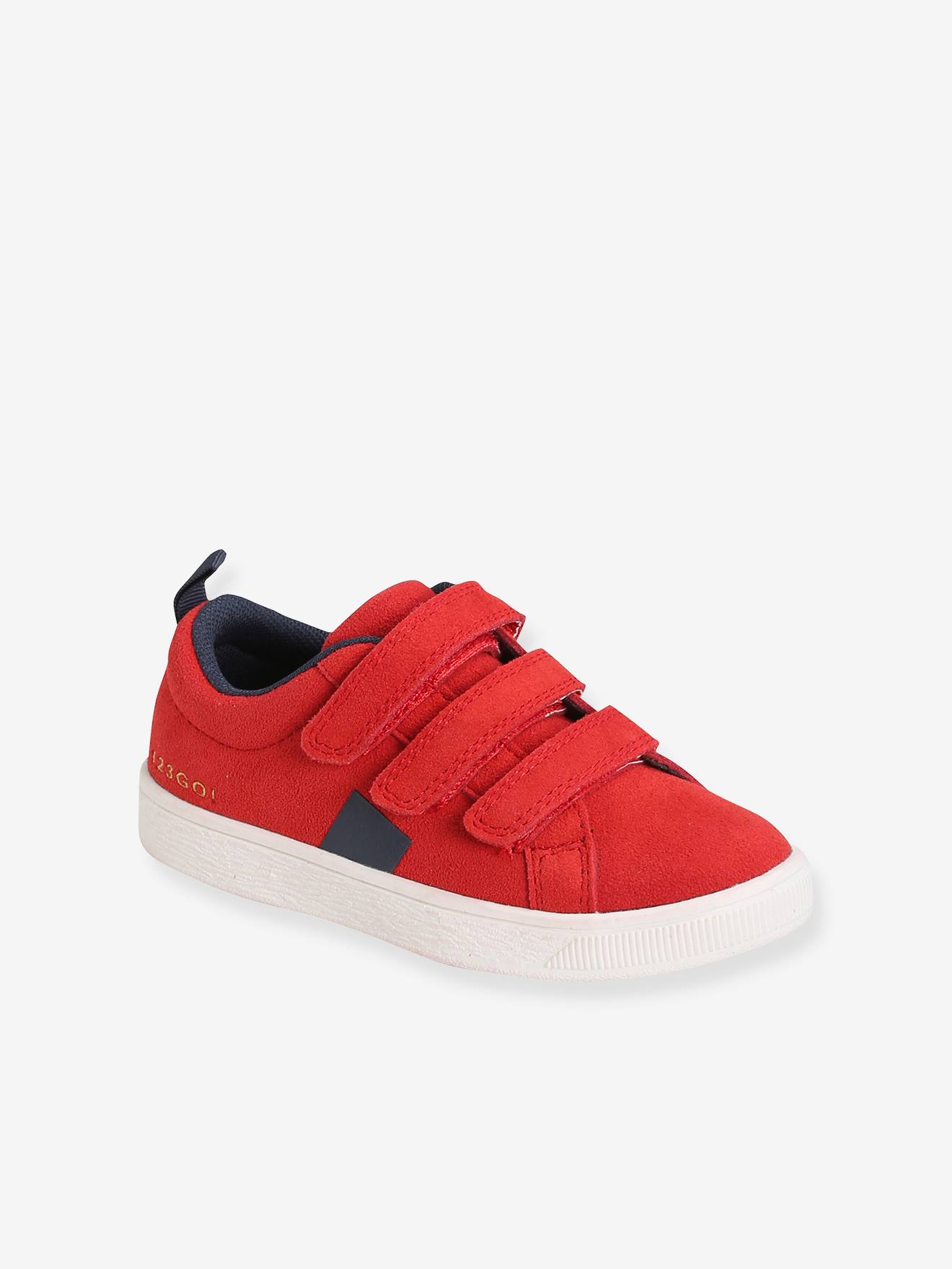 Touch Fastening Leather Trainers for Boys dark red Shoes