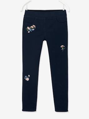 Treggings with Embroidered Flowers