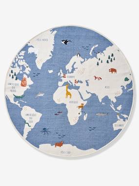 Round World Map Rug