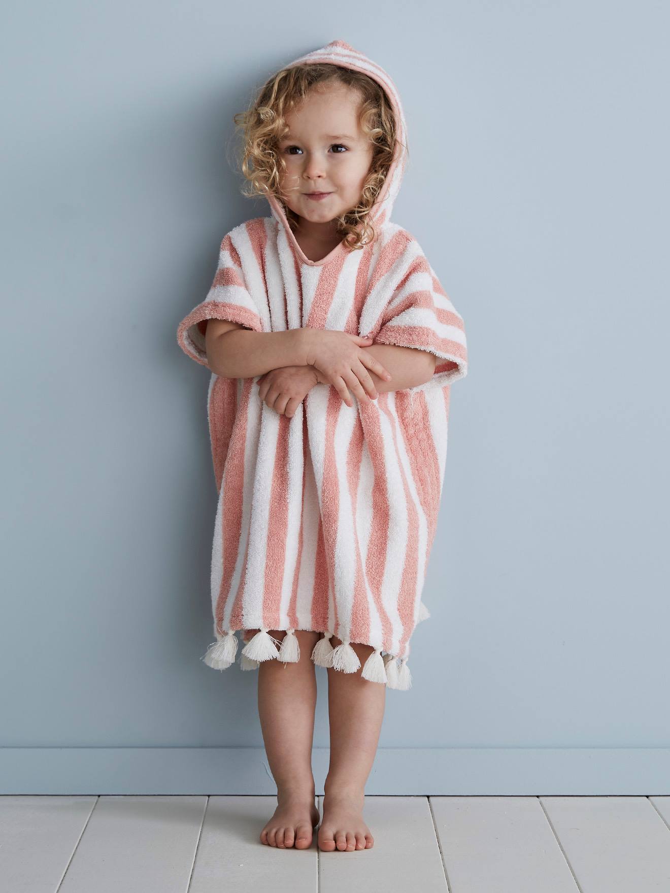 Striped Bathing Poncho for Babies pink