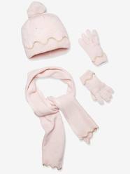 Girls-Accessories-Winter Hats, Scarves, Gloves & Mittens-Oeko Tex® Beanie + Scarf + Gloves Set for Girls