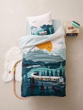 Children s Duvet Cover Pillowcase Set Sur les Rails