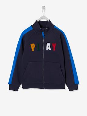 Zipped Jacket with Letters Play Patch