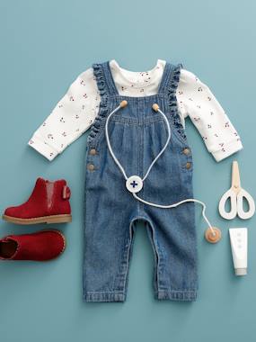 Denim Dungarees with Ruffles