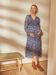 Maternity-Printed Long Crêpe Dress, Maternity & Nursing Special