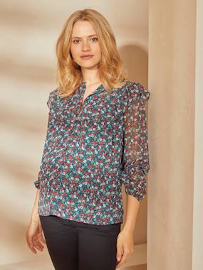 Floral Crepe Blouse Maternity Nursing Special dark print