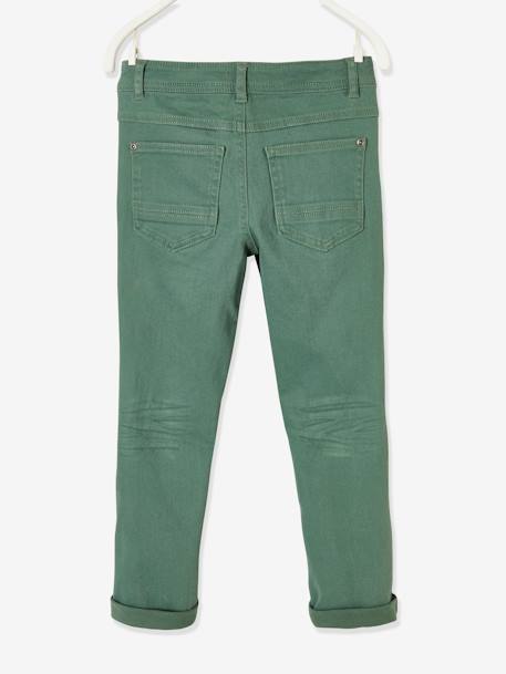 MEDIUM Hip, Slim Leg MorphologiK Trousers for Boys Dark Beige+Dark Green 