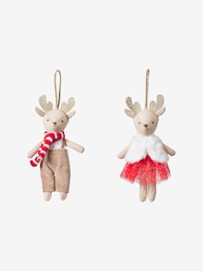 Set of 2 Christmas Figurines in Fabric multi