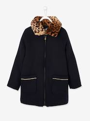 Girls-Coats & Jackets-Coats & Parkas-Woollen Jacket, Removable Faux Fur Collar, Padding in Recycled Polyester, for Girls