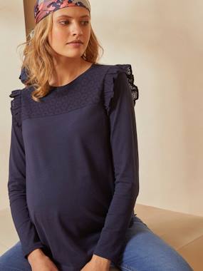 Dual Fabric Top Maternity Nursing dark