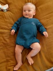 Baby-Bodysuits & Sleepsuits-Unisex Bodysuit in Cotton Gauze for Newborn Babies