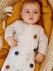 Baby-Pyjamas-Velour Sleepsuit with Pompoms, for Babies