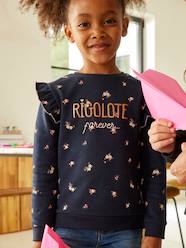 Girls-Cardigans, Jumpers & Sweatshirts-Sweatshirts & Hoodies-Sweatshirt with Ruffles & Message for Girls