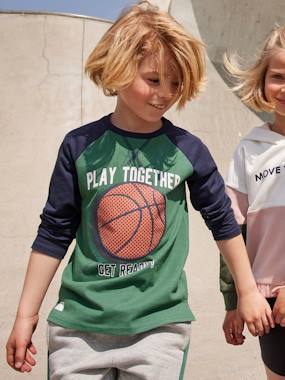 Sports Top with Balloon in Relief Raglan Sleeves