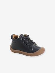 Shoes-Boots in Soft Leather, Lined in Fur, for Baby Boys, Designed for Crawling