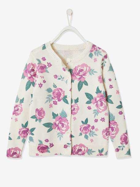 Cardigan with Floral Print for Girls White/Print 