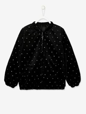 Click to view product details and reviews for Velour Jacket With Iridescent Dots Recycled Polyester Padding For Girls Black Print.