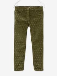 Girls-Trousers-MorphologiK Slim Leg Corduroy Trousers with Iridescent Dots for Girls, Wide Hip