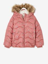 Girls-Coats & Jackets-Padded Jackets-Floral Hooded Parka with Recycled Polyester Padding, for Girls