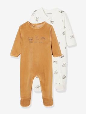 Pack of 2 Animal Sleepsuits in Velour