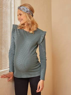 Flat Rib Knit Maternity Top dark