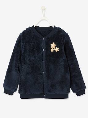 Sherpa Jacket with Press Studs Glittery Stars