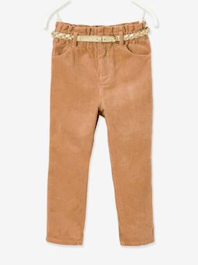 Corduroy Paperbag Trousers Iridescent Braided Belt