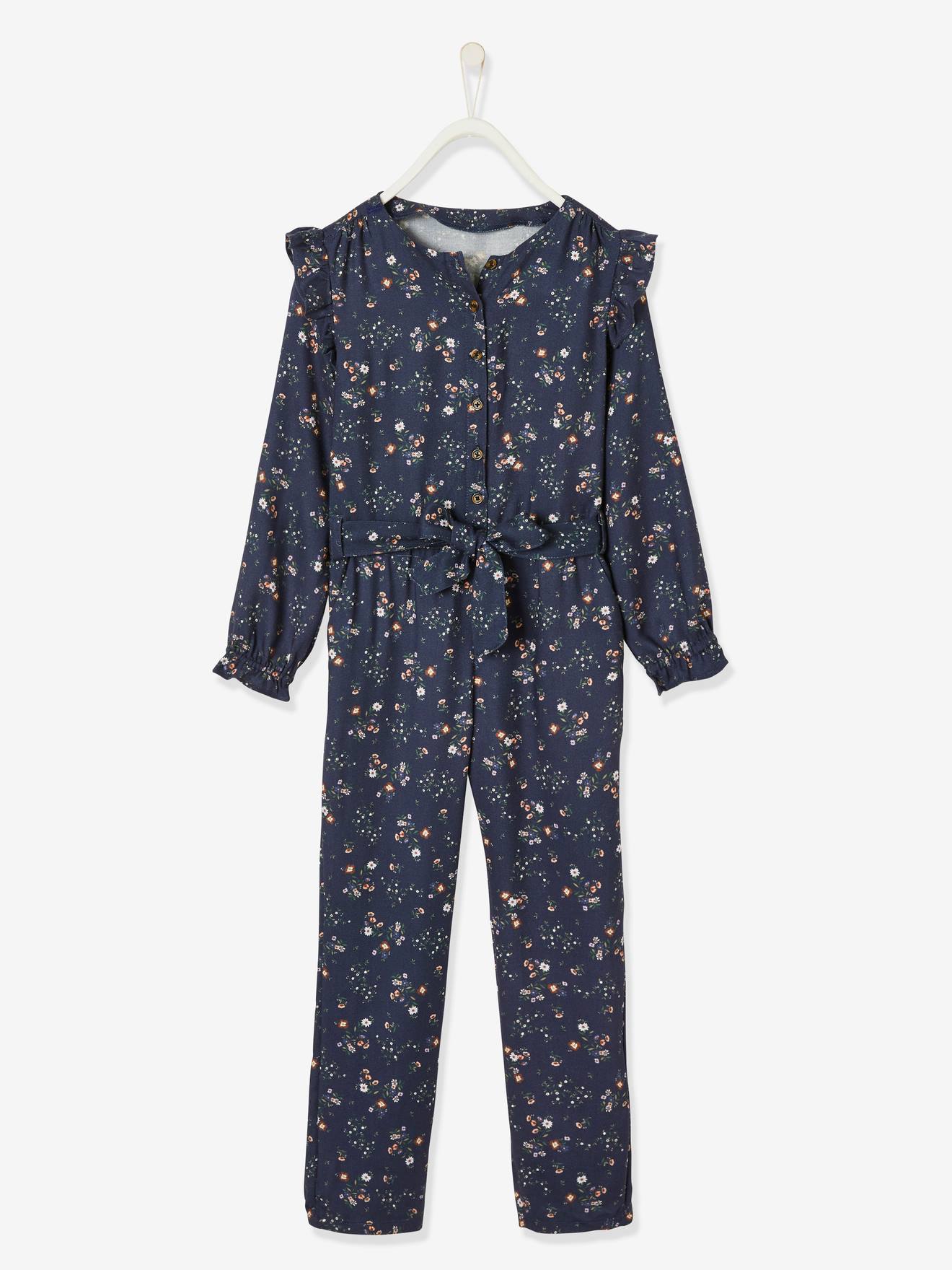 Floral Jumpsuit for Girls dark blue/print