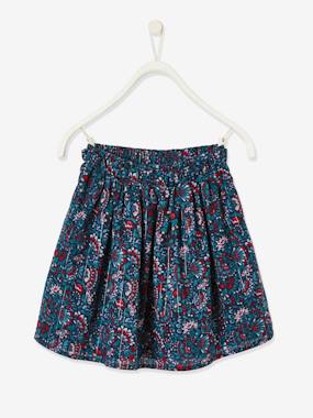 Floral Print Skirt with Shimmery Yarn Details