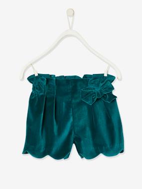 Shorts in Plain Velour with Fancy Bow