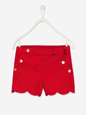 Velour Shorts With Fancy Finish For Girls Dark Red