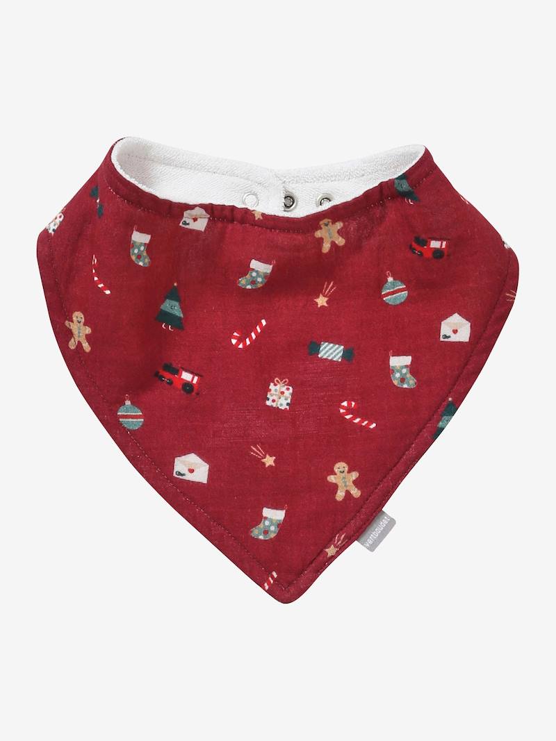 3 BandanaStyle Bibs in Cotton Gauze light green, Nursery Vertbaudet