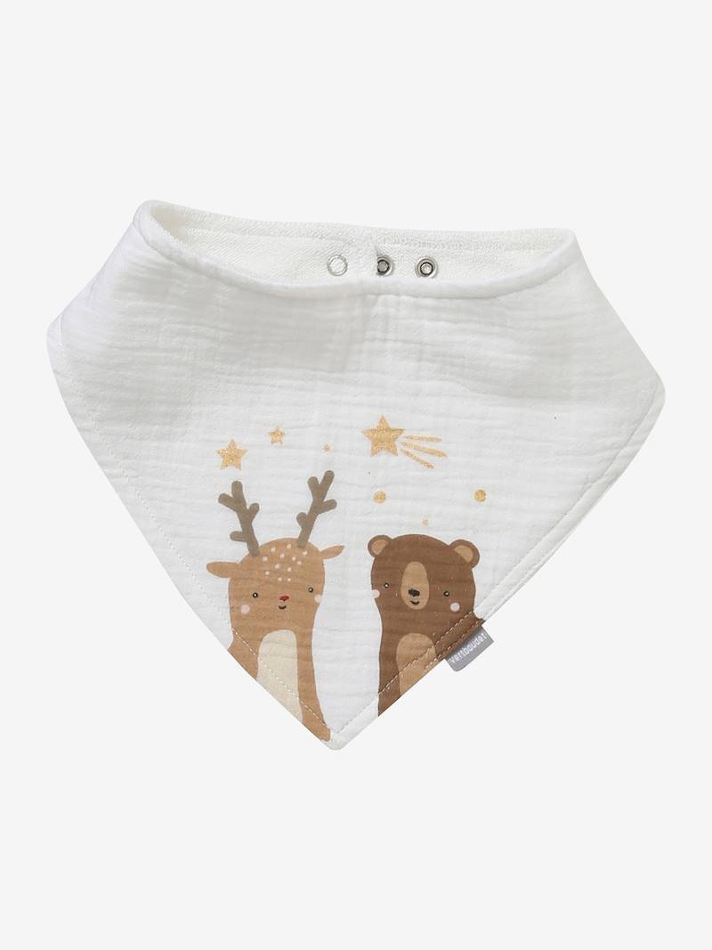 3 BandanaStyle Bibs in Cotton Gauze light green, Nursery Vertbaudet