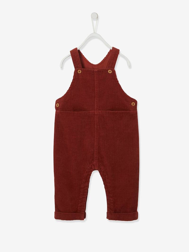 Corduroy Dungarees for Baby Boys red, Baby Vertbaudet