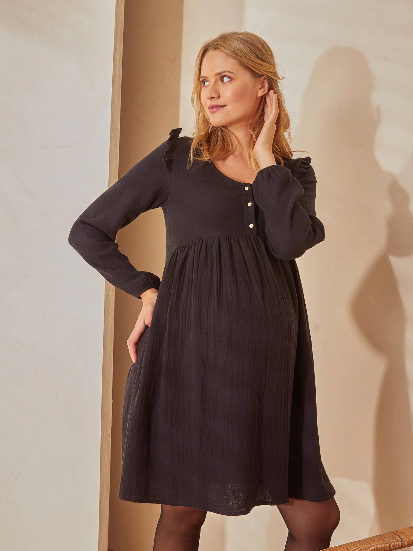 black cotton gauze dress