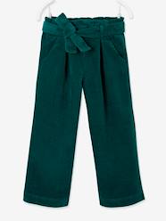 Girls-Trousers-Wide 7/8 Corduroy Trousers, for Girls