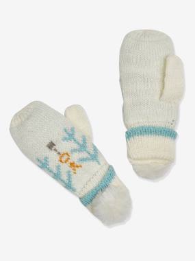 Jacquard Knit Gloves with Faux Fur Pompoms