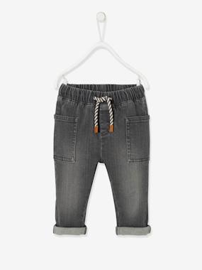 Denim Trousers with Elasticated Waistband