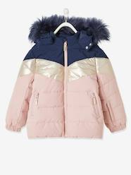 Girls-Coats & Jackets-Padded Jackets-Hooded Ski Jacket, Iridescent & Techno Details, Recycled Padding, for Girls