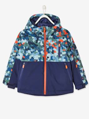 Click to view product details and reviews for Ski Parka With Hood Techno Details Recycled Padding For Boys Blue Print.