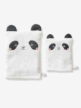 Pack of 2 Parent Child Bath Mitts in Organic Cotton Oeko-Tex