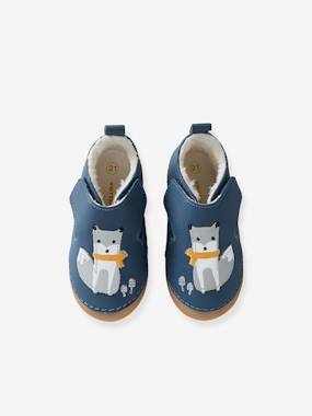 Smooth Leather Pram Shoes with Fur Lining