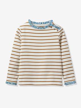 Girl s T-shirt with decorative collar dark striped