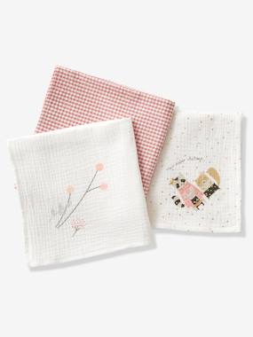 Pack of 3 Muslin Squares Girly Vichy Oeko-Tex