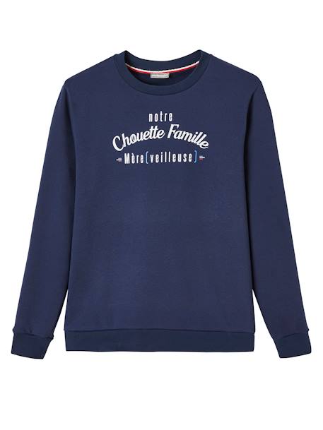 'notre Chouette Famille' Sweatshirt for Women, Capsule Collection by Vertbaudet Dark Blue 