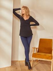 Maternity-Trousers-Slim Leg Maternity Jeans with Seamless Belly-Wrap