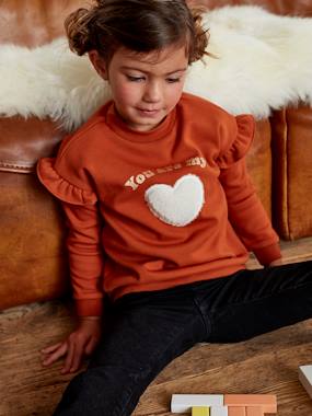 Sherpa Sweatshirt with Heart Ruffles