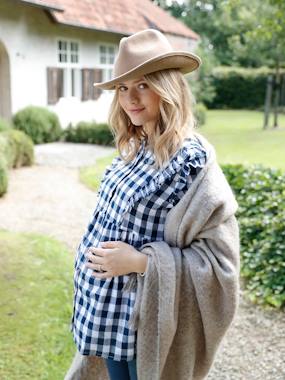 Blouse with Woven Checks Maternity Nursing Special dark checks