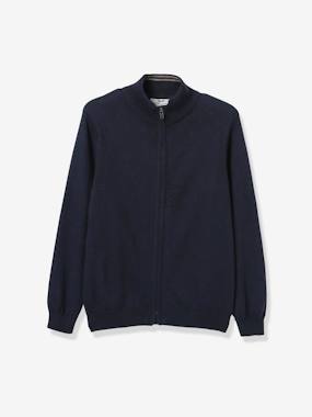 Boy s high-neck cardigan dark solid